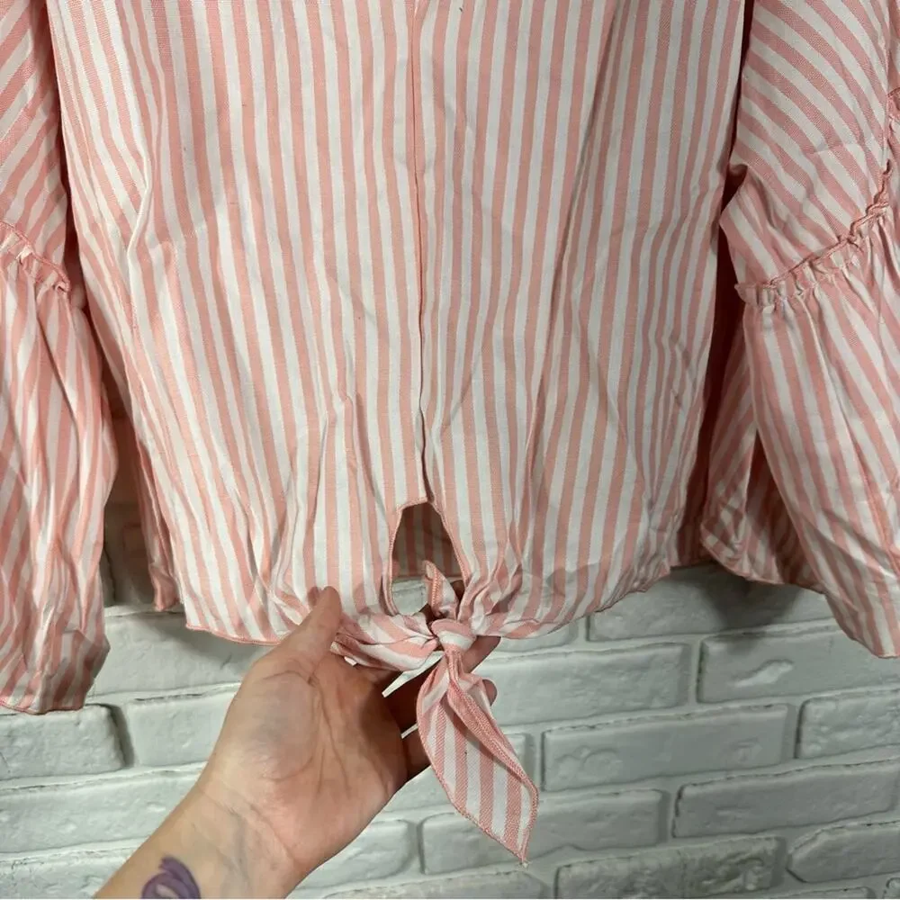 NWT Lavender Field Striped Tie Front Top Size Large - Picture 6 of 8